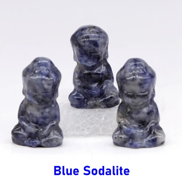 1,2 "Mini Buddha Staty Rikedom Naturlig Healing Therapy Lucky Praying Meditation Reiki Crystal Crafts Heminredning Partihandel Blue Sodalite 20 PCS