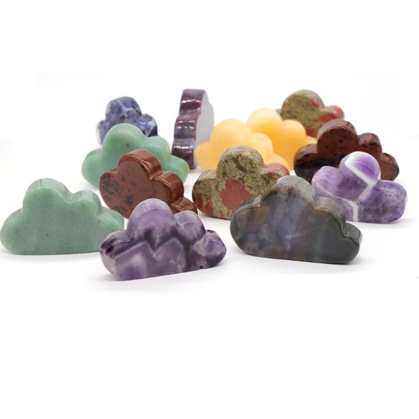 3" Molnstaty Natursten snidade Kristaller Agat Kvarts Healing Reiki Meditation Ädelsten Massage Ornament Heminredning Hantverk India Agate 10 PCS