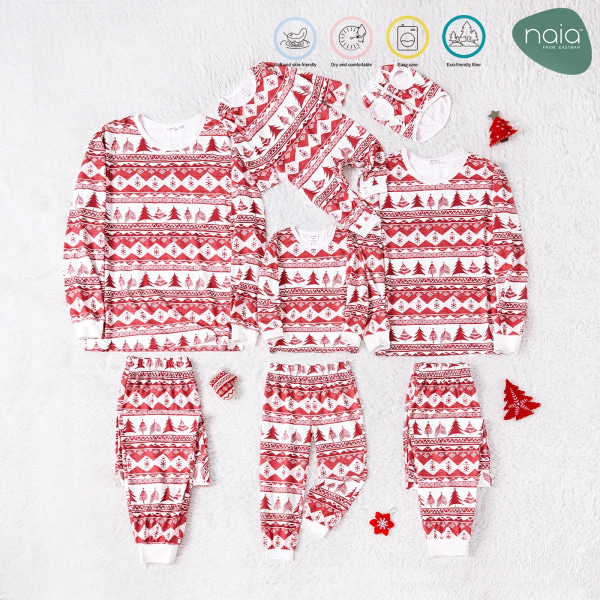 Julfamiljsmatchande överallt print Långärmade Naia™ Pyjamasset (flammsäker) Cameobrown Baby12-18M