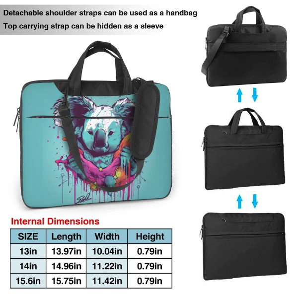 Koala Laptopväska Psychadelic Grafitti Travelmate För Macbook Air Pro Microsoft Notebook- case 13 14 15 15.6 Kawaii-väska As Picture 14inch