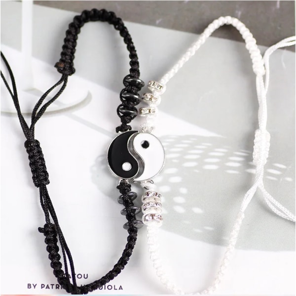 Tai Chi Yin Yang Par Armband Legering Hänge Justerbar Braid Chain Armband Halsband Matchande Lover Armband Halsband One necklace