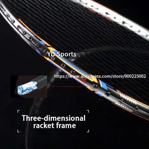 2st/1 par professionella 10U badmintonracketar i full kolfiber uppträdda högspänning 35LBS 13KG racketsport för vuxna Black