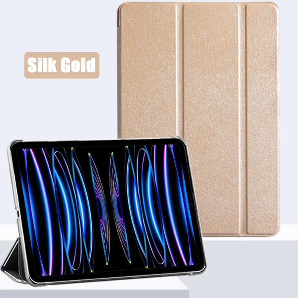 För iPad Pro 11 "smart cover iPad Air 1 2 3 4 5 iPad 5:e 6:e 7:e 8:e 9:e 10,2" stående genomskinligt case iPad 5th 9.7inch Gold