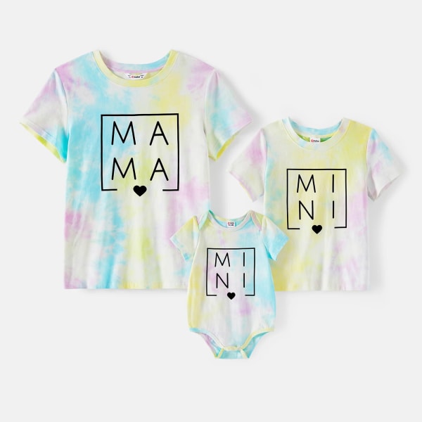Mommy and Me 95 % bomull Letter Print Tie Dye Kortärmad T-shirt Multi-color WomenM