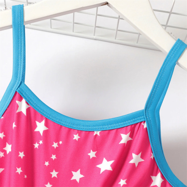Kid Girl Unicorn Star Print Colorblock Slip Dress Pink 10-11 Years
