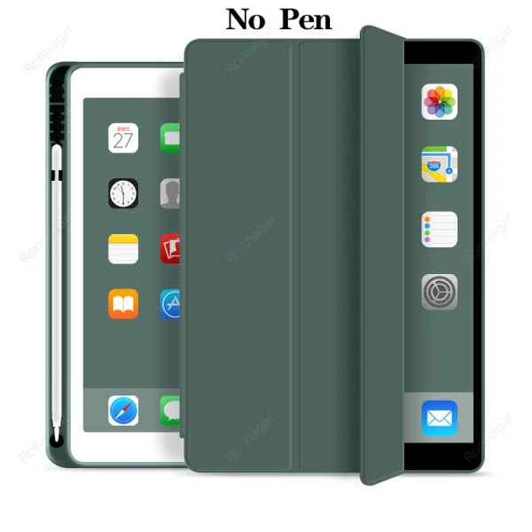 Med case för iPad 10:e generationen 2022 10,9 tum tunt skyddande cover iPad 10:e generationen A2696 A2757 A2777 Cover Army Green iPad Mini 4 Mini 5