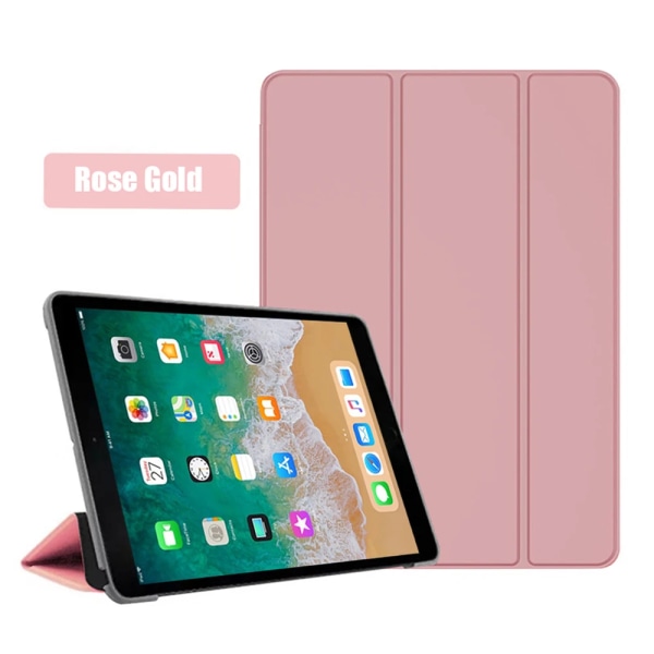 För iPad Air Mini Pro 1 2 3 4 5 6 7 8 9 10 9.7 10.5 11 5. 6. 7. 8. 9. Case Slim Wake Smart Cover PU Läder Tri-fold Coque iPad 2 3 4 Rose Gold