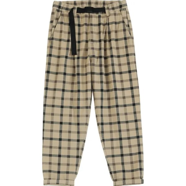 2023 Höst Vinter Ny Pläd Loose Cargo Byxor Ruta byxor med resår i midjan Hip Hop Streetwear SJ171172 khaki plaid S