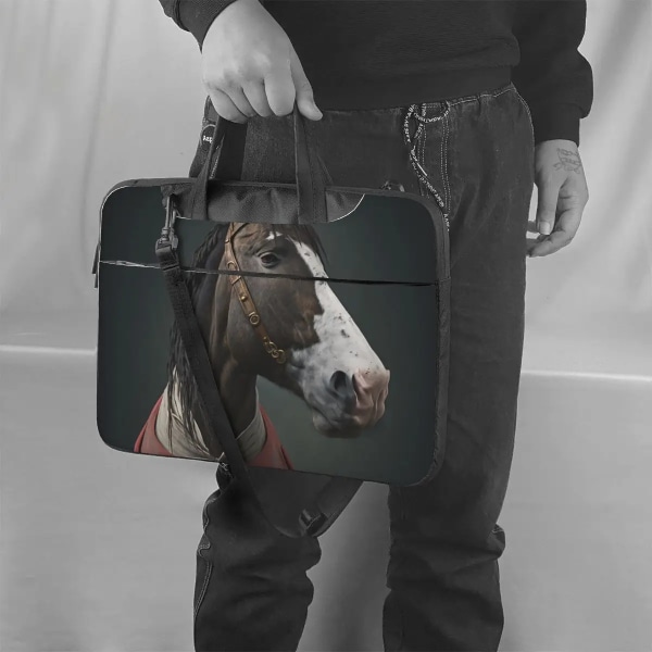 Häst Laptopväska Fantastiska porträtt Snygga kläder för Macbook Air Pro Microsoft Case Business 13 14 15 15.6 Portföljer As Picture 15.6inch