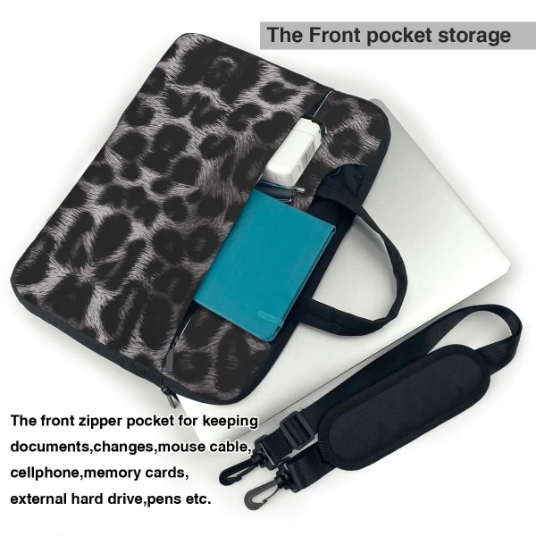 Laptopväska Case Grå Leopard Notebook-väska Animal Modern Portable 13 14 15 15.6 Business Datorväska för Macbook Pro As Picture 14inch