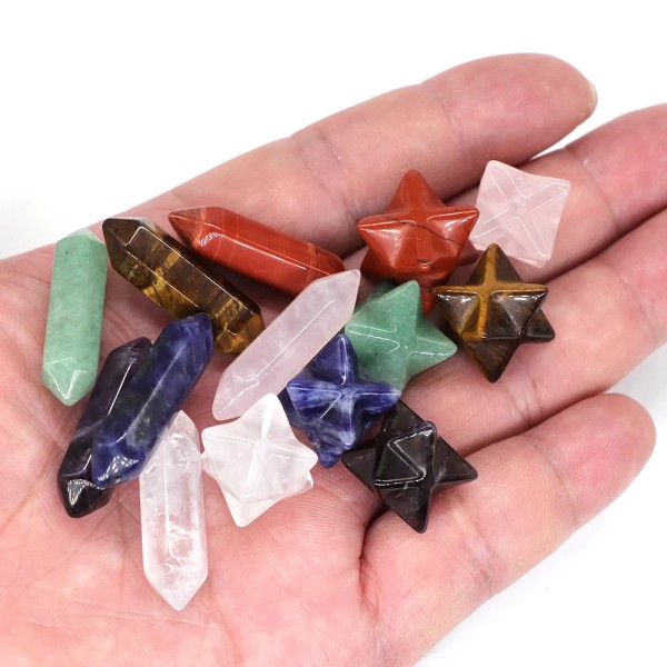 Natursten Kristall Set 7 Chakran Dekor Healing Quartz Mineral Ornaments Collection Hem Ädelsten Point Hantverk Partier Partihandel Set 10 10 Sets