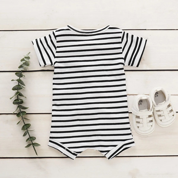 Baby kortärmad tröja Black-White 0-3 Months
