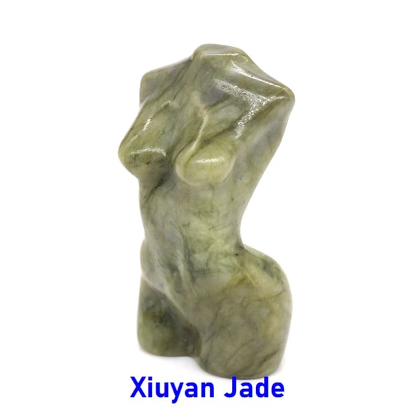 2" Kvinnomodell Byst Naturstenar Staty Healing Kristall Sexig Flicka Kropp Naken Konstfigur Handsniden Rumsdekor Presentprydnad Xiuyan Jade