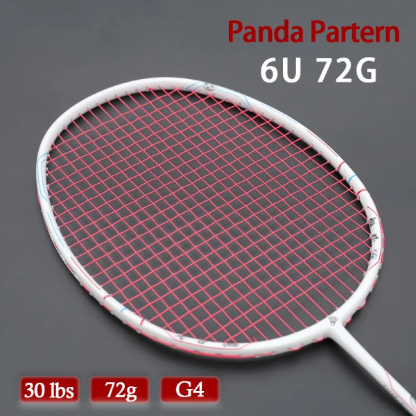 Professionell 100 % kolfiber badmintonracket sträng Panda Partern Ultralätt 6U 72g racketväskor Speed ​​Sports 22-30LBS Vuxen Red