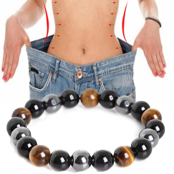 Naturlig Obsidian Stone Magnet Hematit Tiger Eye Beads Armband Handgjorda justerbara armband Viktminskning Energismycken Unisex A-6MM