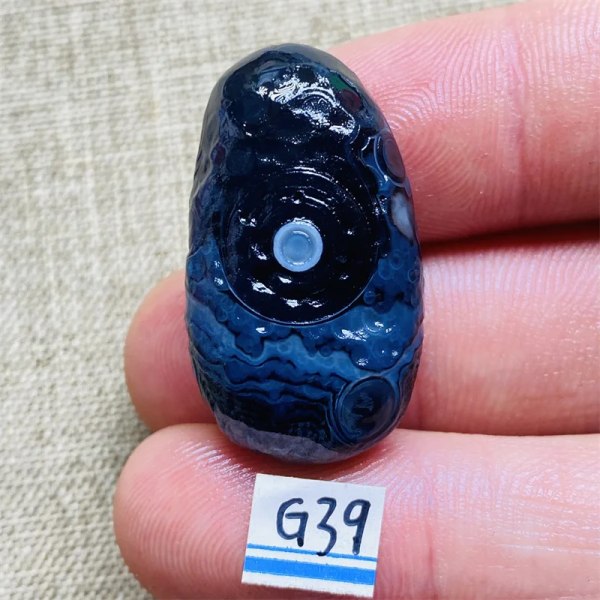 Naturlig svart agat Gobi Chakra Stone Crystal Healing Reiki present G39  10g  32mm