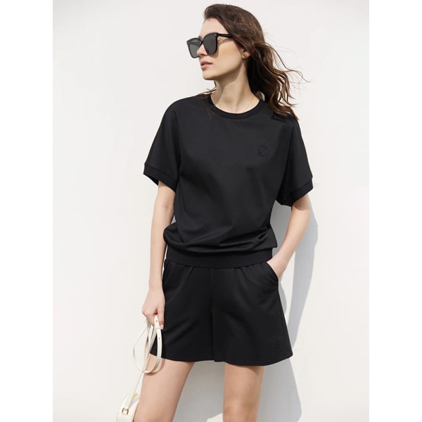 Minimalism Byxset Breda ben Träningsoverall för kvinnor Sommardräkter för kvinnor 2023 Sommarbroderi Separat rea 12321032 black pants 12321034 XL