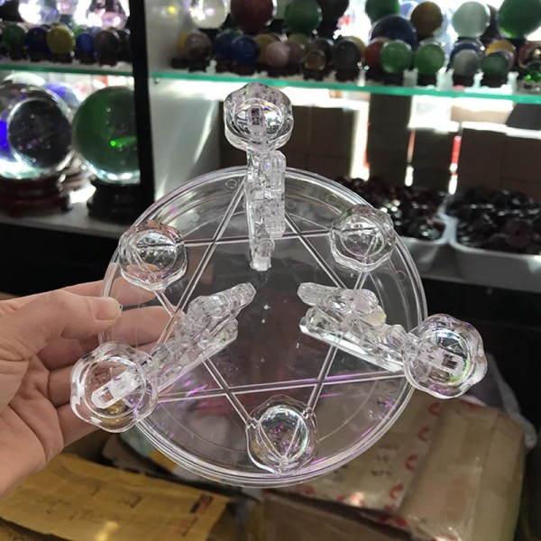 Transparent akryl sju stjärna tallrik Crystal Ball Hållare Sphere Display Stand Heminredning Transparent