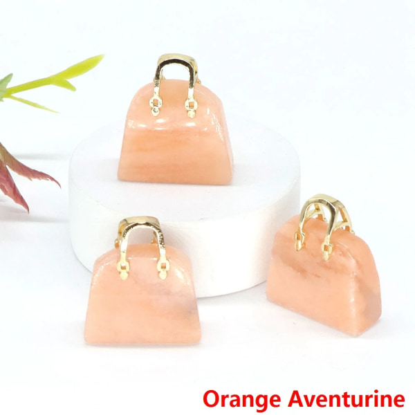 1" Mini Damväska Naturstenar Kristallläkning Reiki Kvarts Ädelsten För Smycken Hänge Hantverk Heminredning Gåva Partihandel Orange Aventurine 20pcs