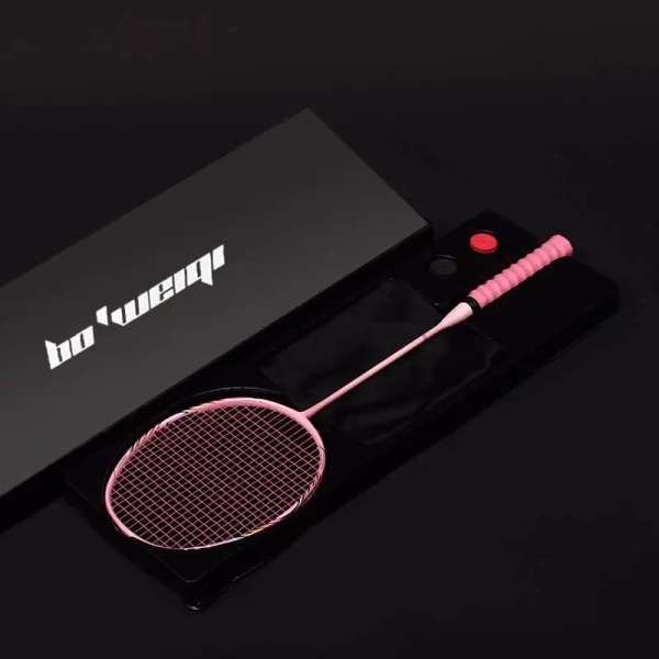 Superlätt 8U helkolfiber badmintonracket med väskor Sträng Professionella racketar Strung Padel Sport För Vuxna Barn Pink with box