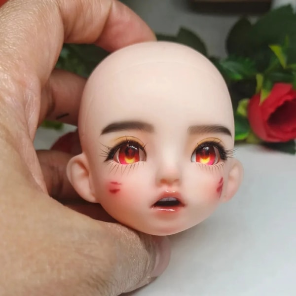 1/6 Bjd sminkdockahuvud för 28 cm flerledad rörlig kroppsdress leksakstillbehör Red Eyes