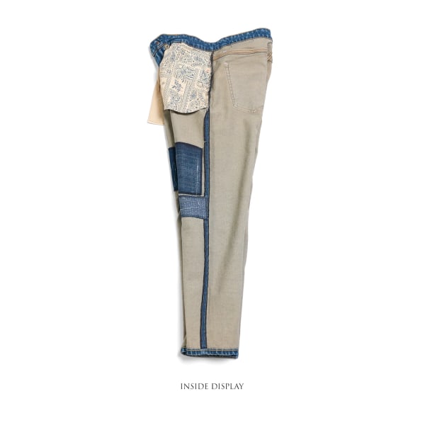 High Standard 2023 Vår Sommar Ny 14 Oz Ripped Patchwork Vanliga raka jeans Herrmode Vintage jeansbyxor Vintage Blue 31 REC 65.5-70KG