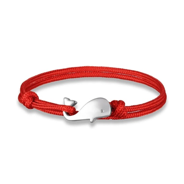 Utsökt mode Camping Fallskärm Sladd Tiny Whale Tail Armband Män Kvinnor Little Whale Par Armband Smycken Vänskapspresent Red