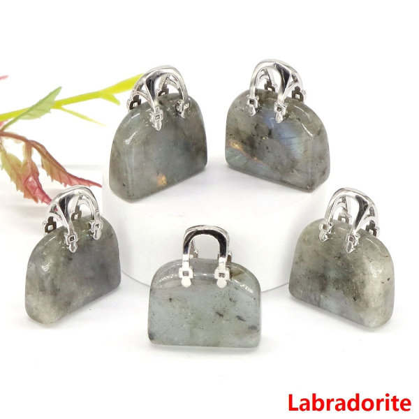 1" Mini Damväska Naturstenar Kristallläkning Reiki Kvarts Ädelsten För Smycken Hänge Hantverk Heminredning Gåva Partihandel Labradorite 20pcs