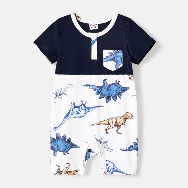 Familjematchande outfits Allover Dinosaur Print Cami-klänningar och kortärmade T-shirts ColorBlock Girl 6-7 Years