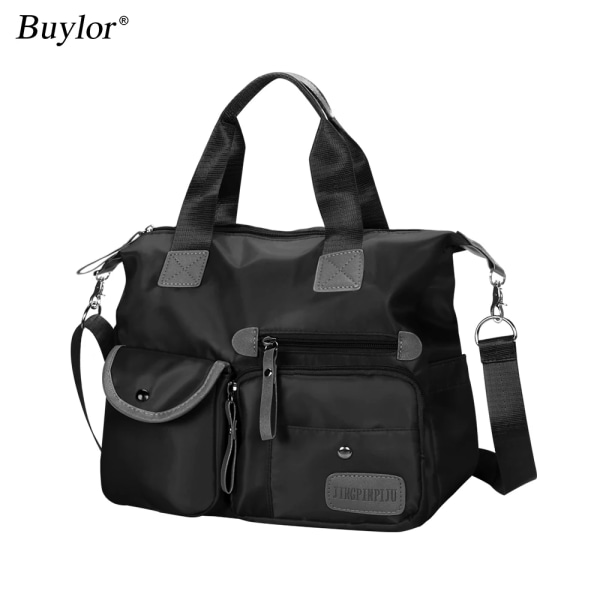 Mode Kvinnor Axelremsväska Vattentät Nylon Oxford Crossbody-väska Kvinna Handväskor med stor kapacitet Handväska Resväskor black