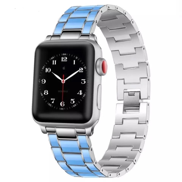 Metallrem För Apple Watch 8 7 45mm 41mm 49mm 6 5 SE 44mm 40mm Rostfritt stål Fashion Watch Armband För iwatch 3 42mm 38mm Blue silver For 38mm 40mm 41mm