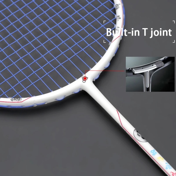 Professionell 100 % kolfiber badmintonracket sträng Panda Partern Ultralätt 6U 72g racketväskor Speed ​​Sports 22-30LBS Vuxen Blue