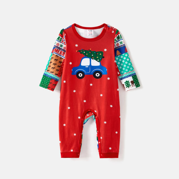 Julfamiljsmatchande print Långärmad dragkedja Onesies Pyjamas (flammsäker) Colorful Baby3-6M