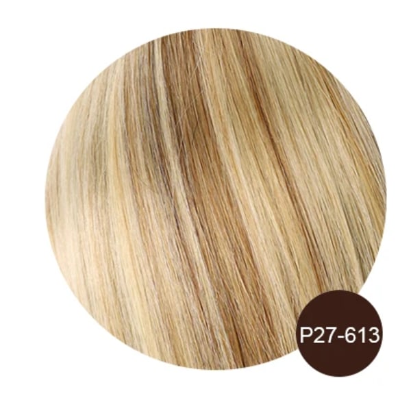 Människohår Topper För Kvinnor Naturligt hår Peruker 12x13cm Clip In Topper Blont raka hårstycken Andas Silk Base Hårperuk P27-613 Customize 30CM (50g)
