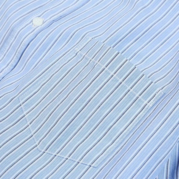Våren 2023 Nya vertikalrandiga skjortor Herr 100 % bomull Casual Slim Fit Bröstfickor Skjorta SK130123 blue white striped XXXL
