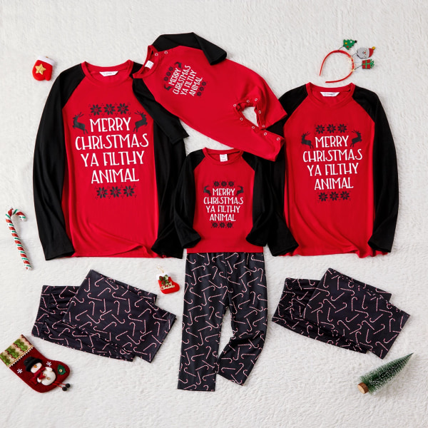 Julbrev Print Familj Matchande Pyjamas Set Red Baby6-9M