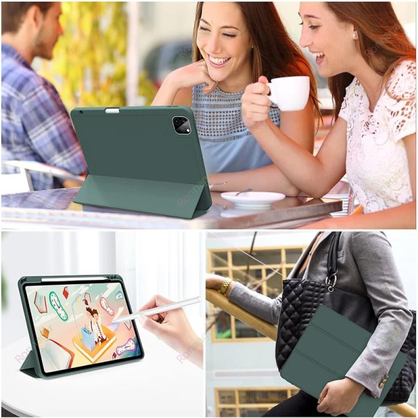 Med case för Ipad Pro 12.9 11 2022 4:e 5:e 6: case för Air4 5 iPad 10 Gen 10.9 Cover Stöd 2:a pennladdning 2 pcs glass not case iPad Air 4 10.9 inch