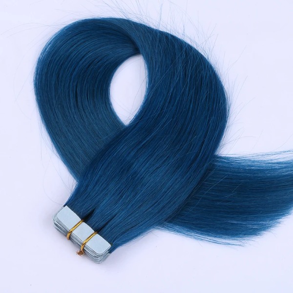 Remy Human Hair Tape Extensions 16" 18" 20" 22" 24" Skin Weft Sömlös europeisk hårtejp Hår för salongshår 20st #1 16 Inches