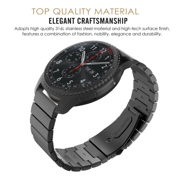 Metallrem för Samsung Galaxy watch 46mm Gear S3 Frontier Amazfit GTR High end armband i rostfritt stål för Huawei Watch GT2/3 Silver 2 22mm