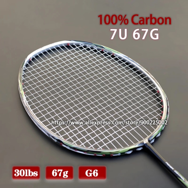 67G Ultralätt Carbon Badmintonracket 7U Offesive Typ Professionell racket Ultralätt Racquet Strings Väskor Speed ​​Sports Gym green