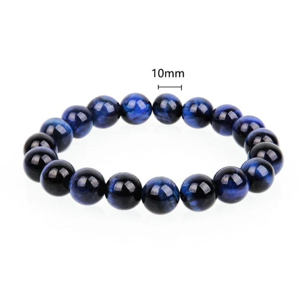 6/8/10/12 mm Natursten Tiger Eye Crystal Beads Armband för män Kvinnor Älskare Par Armband Buddha Charm Armband Healthy 10mm Blue
