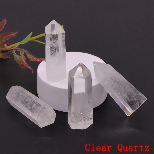 Point Tower Wand Naturstenar Ametist Kristall Polerad Reiki Healing Energi Malm Mineral Feng Shui Hantverk Heminredning Partihandel Clear Quartz 5pc