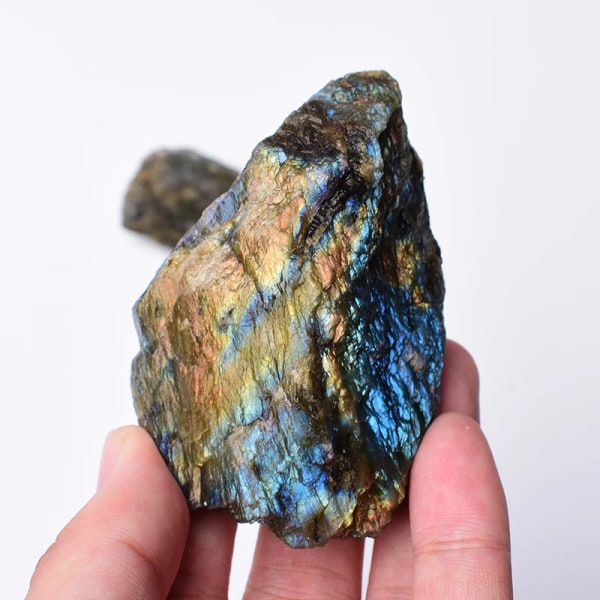 Högkvalitativ naturlig labradorit Kristallsten Månsten Healing Kvarts Malm Mineral Oregelbundna prydnader Rock Mineral Exemplar Labradorite 500g(1bag)