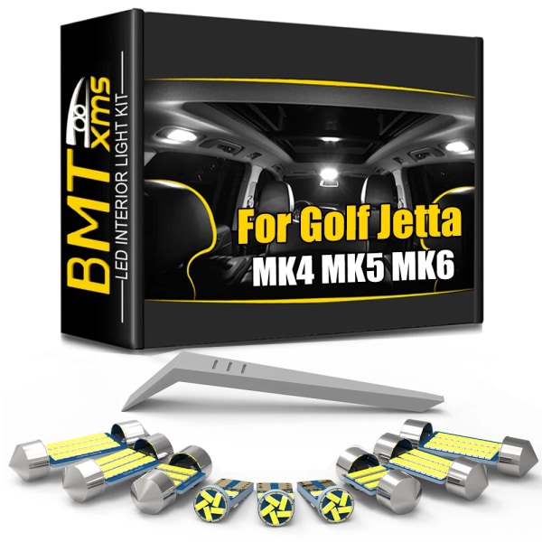 BMTxms För Volkswagen VW Golf MK2 MK3 MK4 MK5 MK6 MK7 GTI GT Jetta 2 3 4 5 6 Canbus Car LED Interiör Karta Dome Light Kit Inget fel Warn White