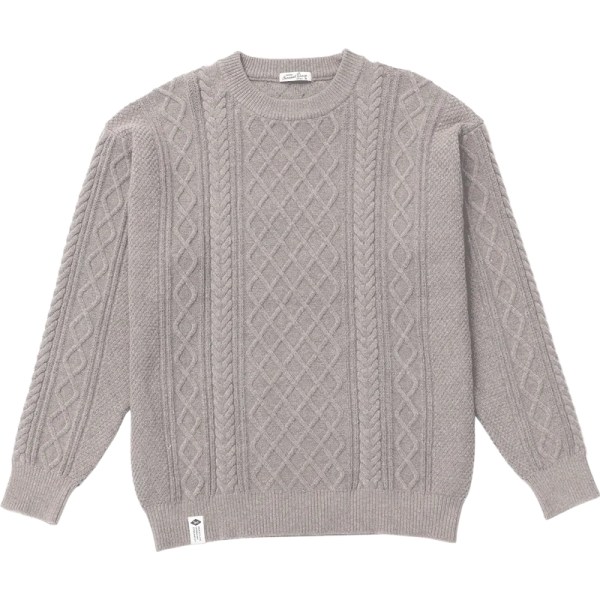 2023 Höst Vinter Ny Varm kabelstickad tröja Fisherman Twist Mönstrad Crewneck tröja Tjock stickad tröja Heather Grey S