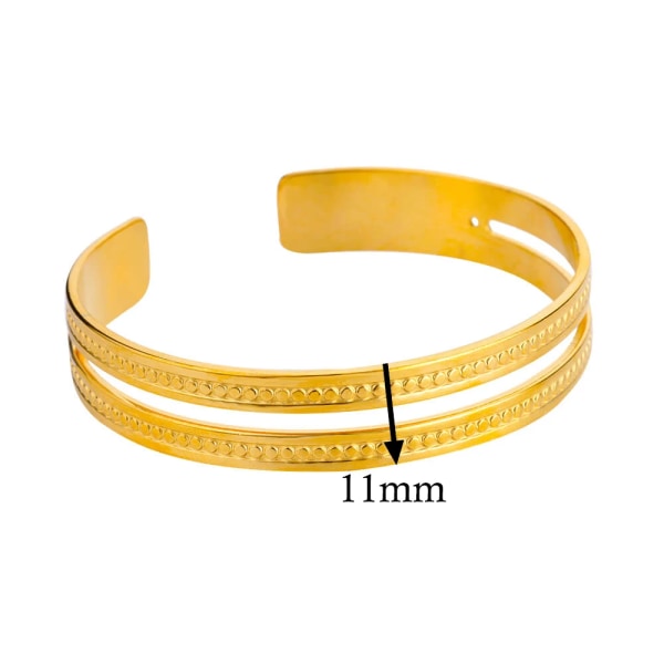 Oregelbunden textur Armband i rostfritt stål för kvinnor Guldpläterade öppning Damarmband Enkel stil Designer Smycken Present BFF B1366G