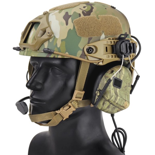 Taktiskt headset med brusreducerande militärhjälmhörlurar med adapter för hjälmskena Snabbhjälm för utomhusfotografering RR