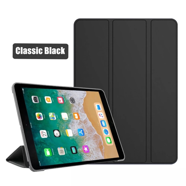 För iPad Air Mini Pro 1 2 3 4 5 6 7 8 9 10 9.7 10.5 11 5. 6. 7. 8. 9. Case Slim Wake Smart Cover PU Läder Tri-fold Coque iPad Mini 1 2 3 Black