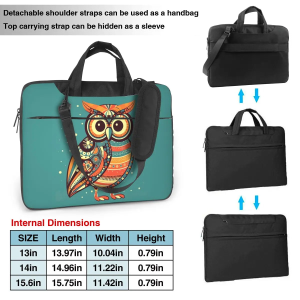 Owl Laptopväska Retro Flerfärgad 70-tal för Macbook Air Pro Acer Dell Sleeve Case Kawaii Travel 13 14 15 15.6 Portföljer As Picture 15.6inch