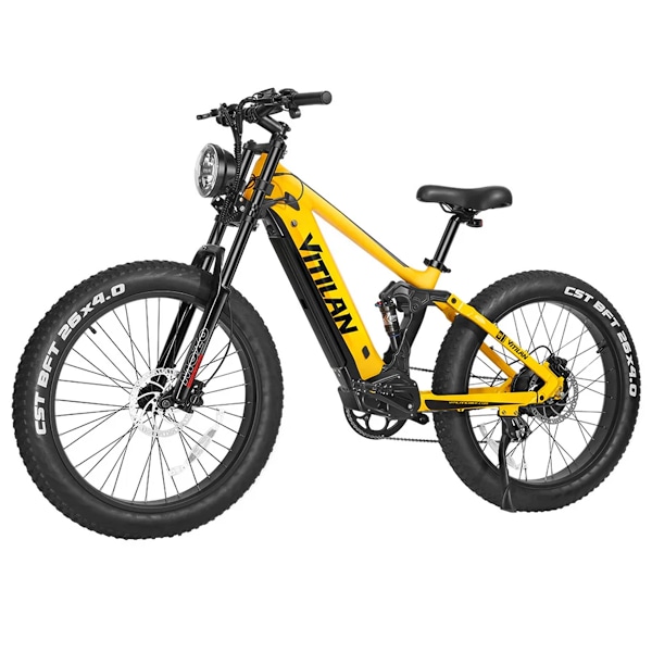 VITILAN T7 Elcykel - 750W Bafang Motor - 48V 20Ah 960Wh Batteri - 8 Växlar - Gul Yellow